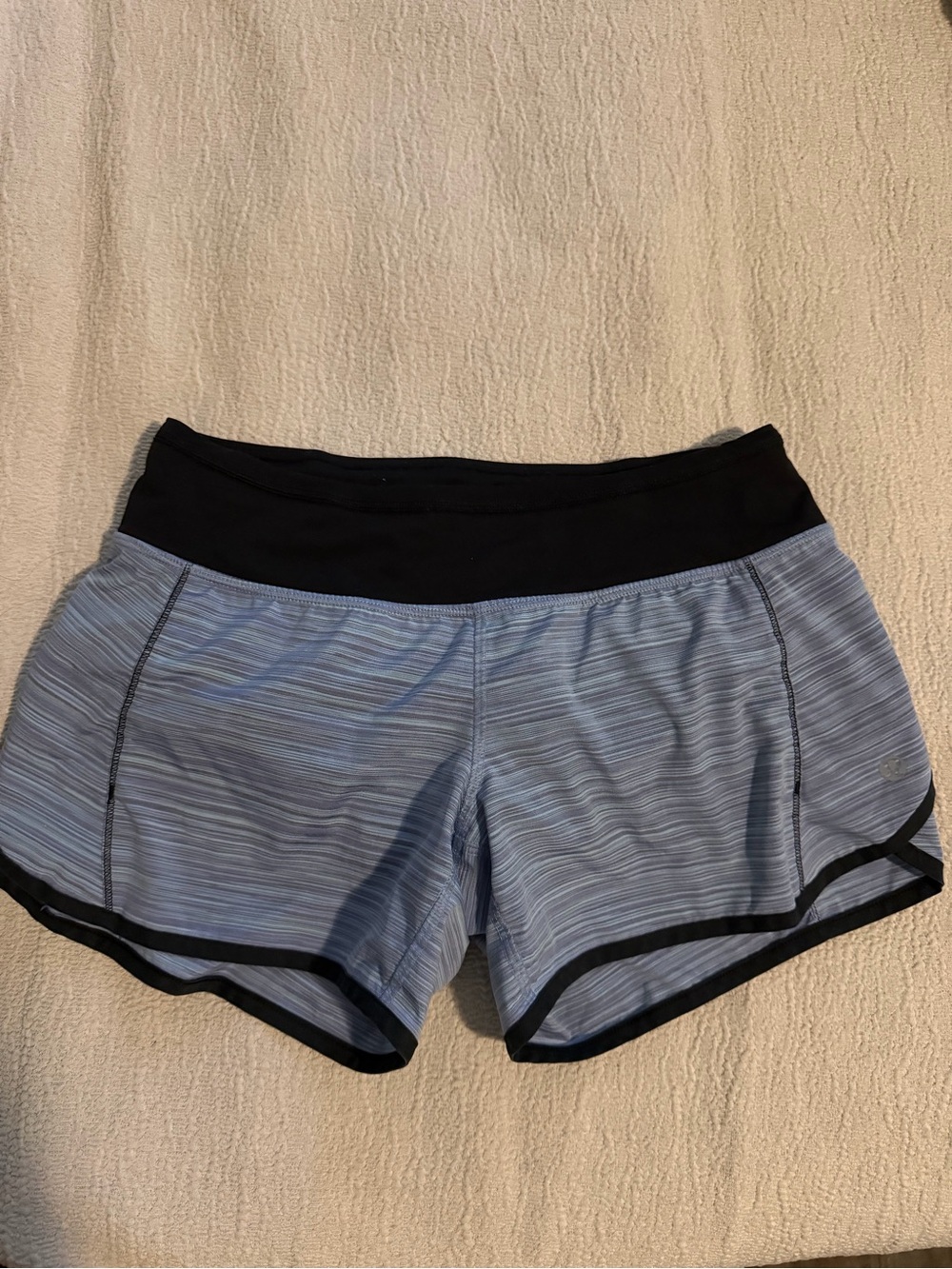 lululemon athletica Light Blue Running Shorts with Black Waistband